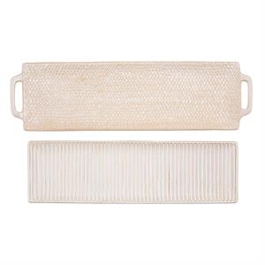 Textured Stoneware Tray Set