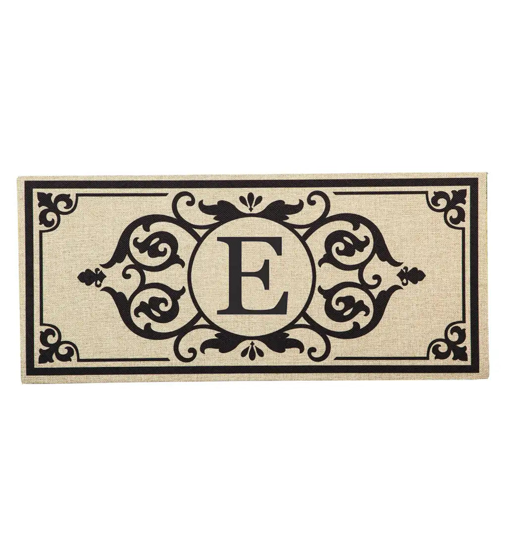 Cambridge Monogram Burlap Sassafras Switch Mat, Letters A-Z, 22" X 10"