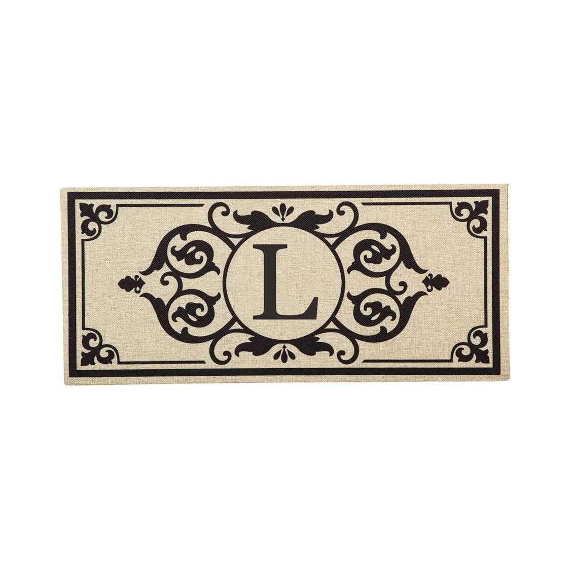 Cambridge Monogram Burlap Sassafras Switch Mat, Letters A-Z, 22" X 10"