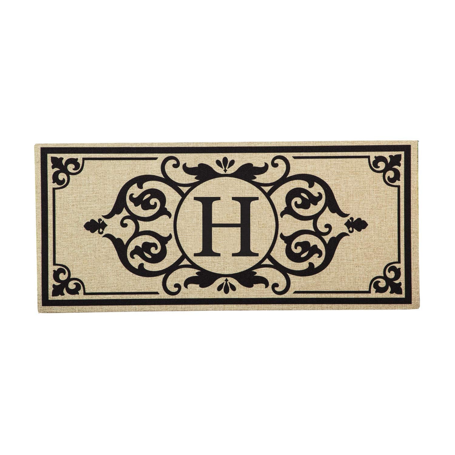 Cambridge Monogram Burlap Sassafras Switch Mat, Letters A-Z, 22" X 10"