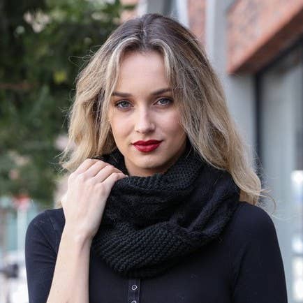 Faux Sherpa Lining Knit Infinity Scarf