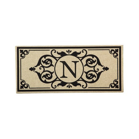 Cambridge Monogram Burlap Sassafras Switch Mat, Letters A-Z, 22" X 10"