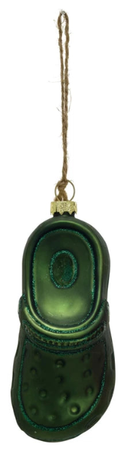 Hand-Painted Glass Garden Clog Ornament w/ Glitter, 2 Colors