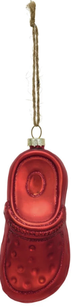 Hand-Painted Glass Garden Clog Ornament w/ Glitter, 2 Colors