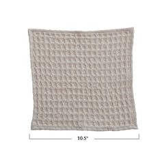Stonewashed Cotton Waffle Weave Dish Cloths, Natural Set