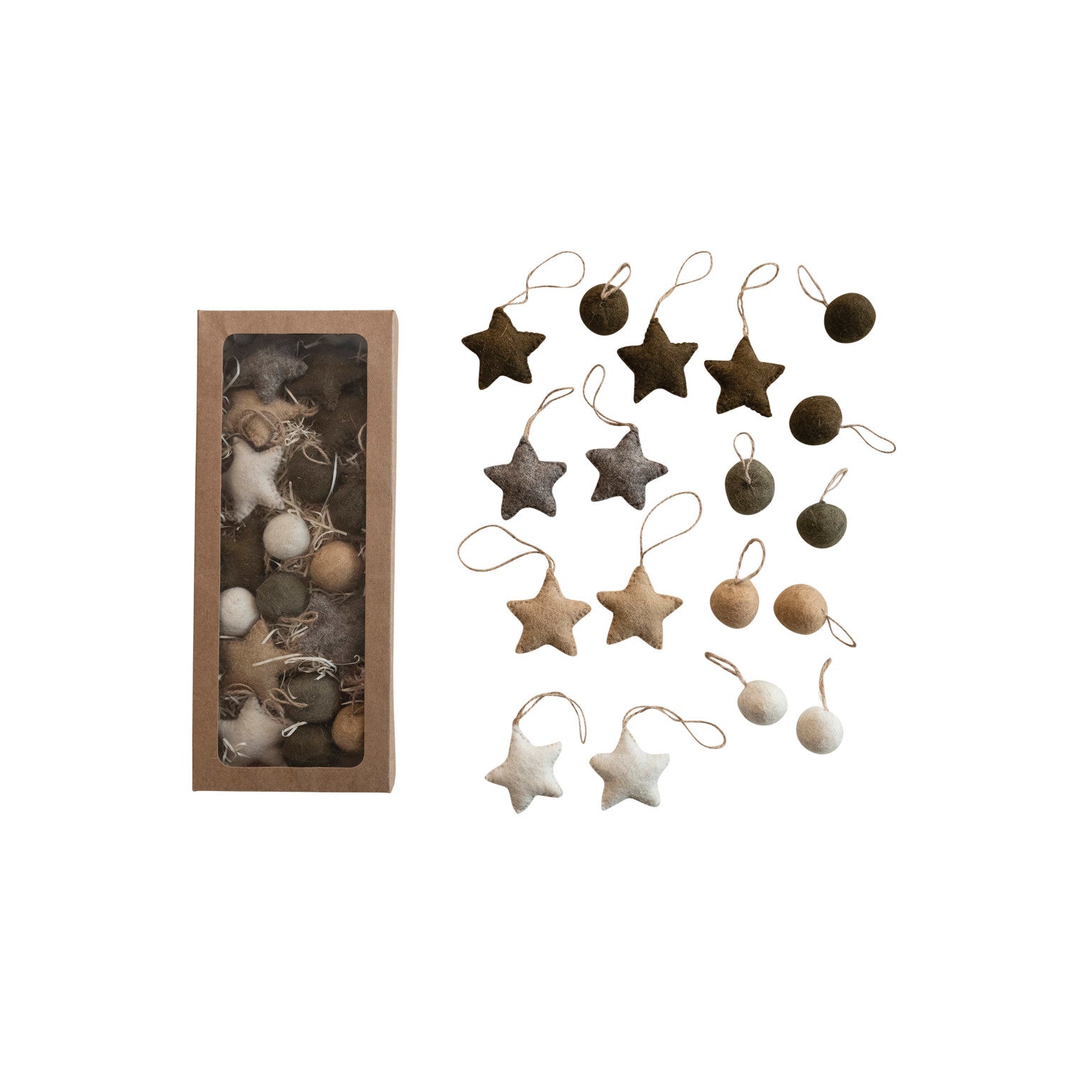 Handmade Wool Felt Ball/Star Ornaments