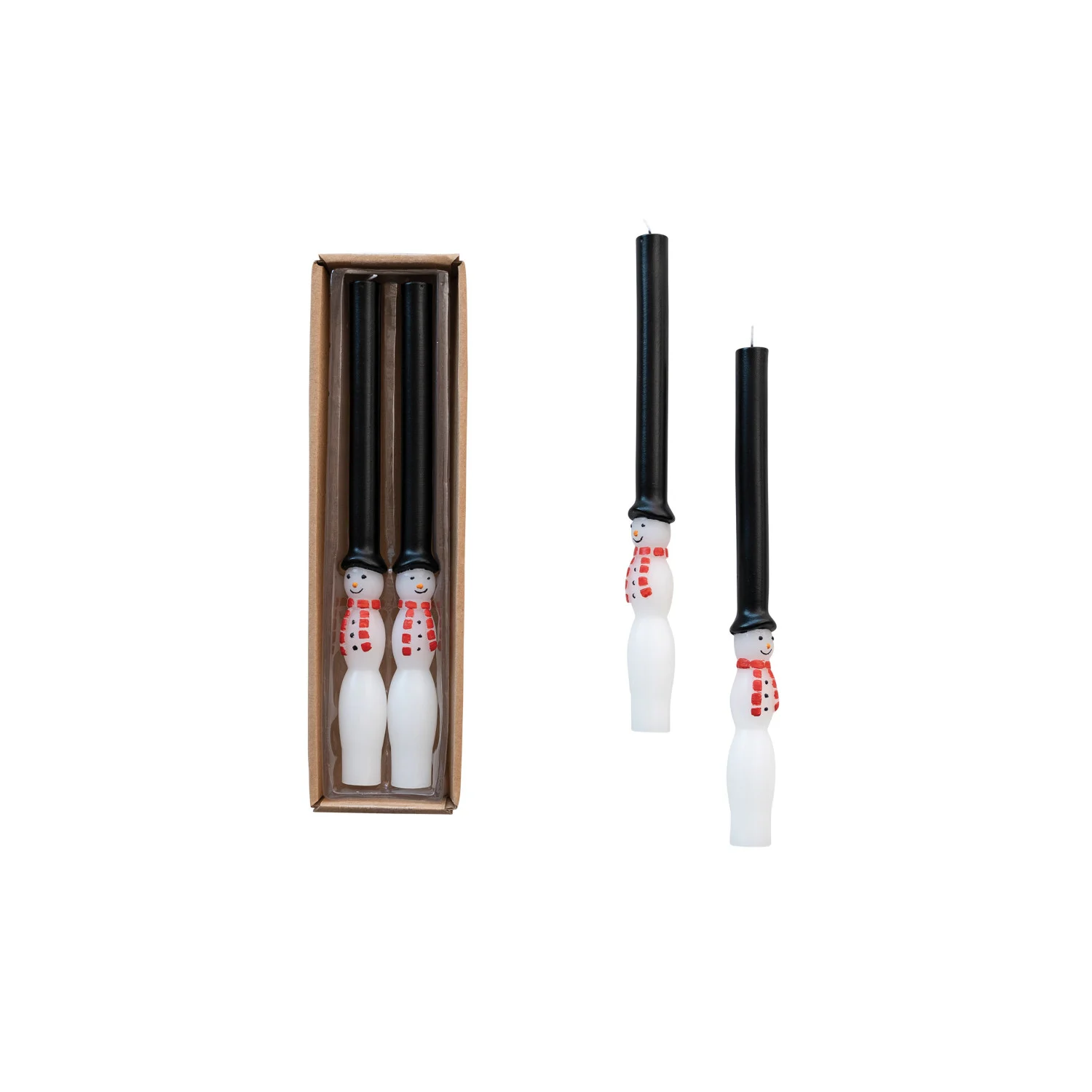 Unscented Snowman Taper Candles