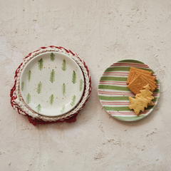 Hand-Painted Stoneware Plate w/ Pattern, 2 Styles
