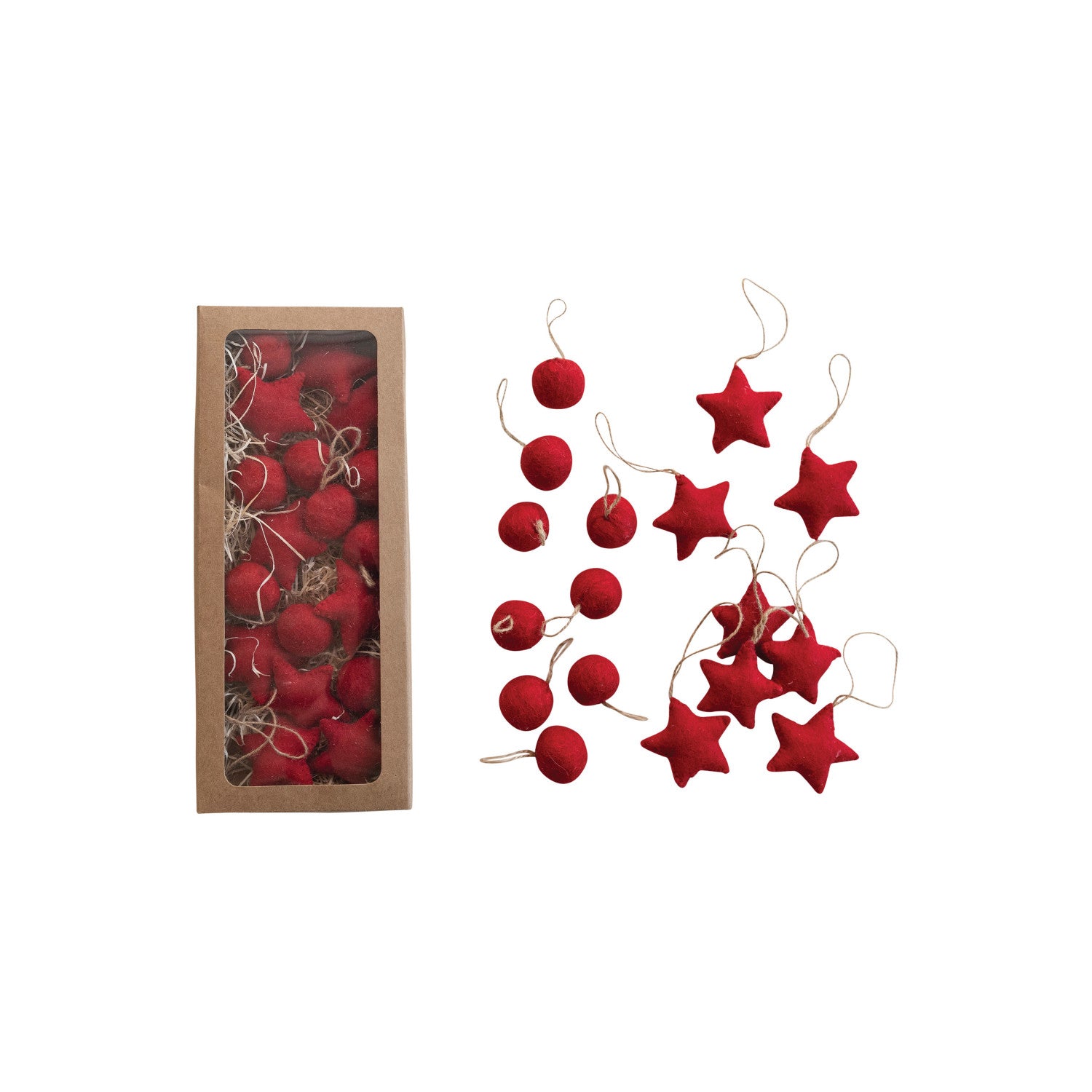 Handmade Wool Felt Ball/Star Ornaments
