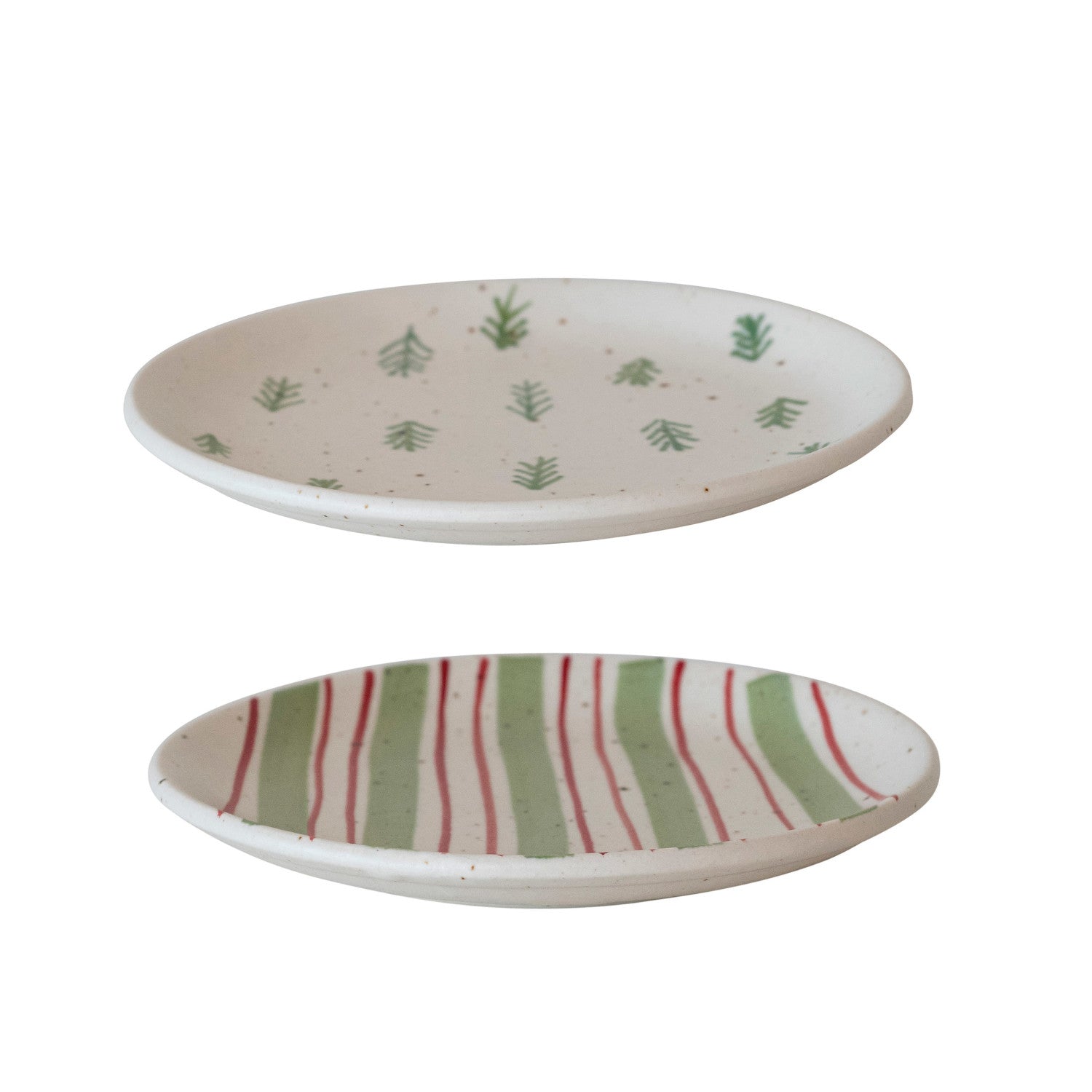 Hand-Painted Stoneware Plate w/ Pattern, 2 Styles