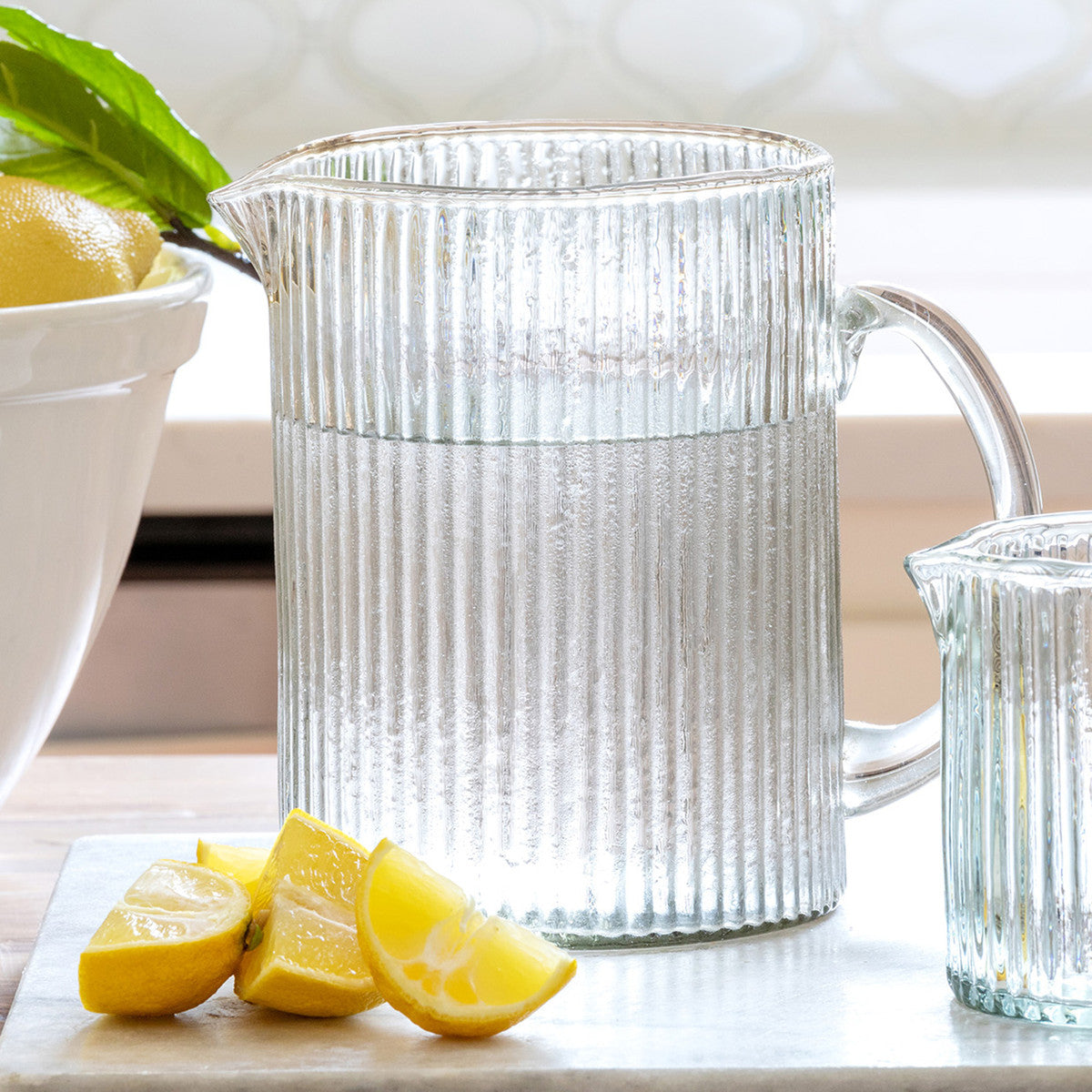 Ribbed Glass Pitcher
