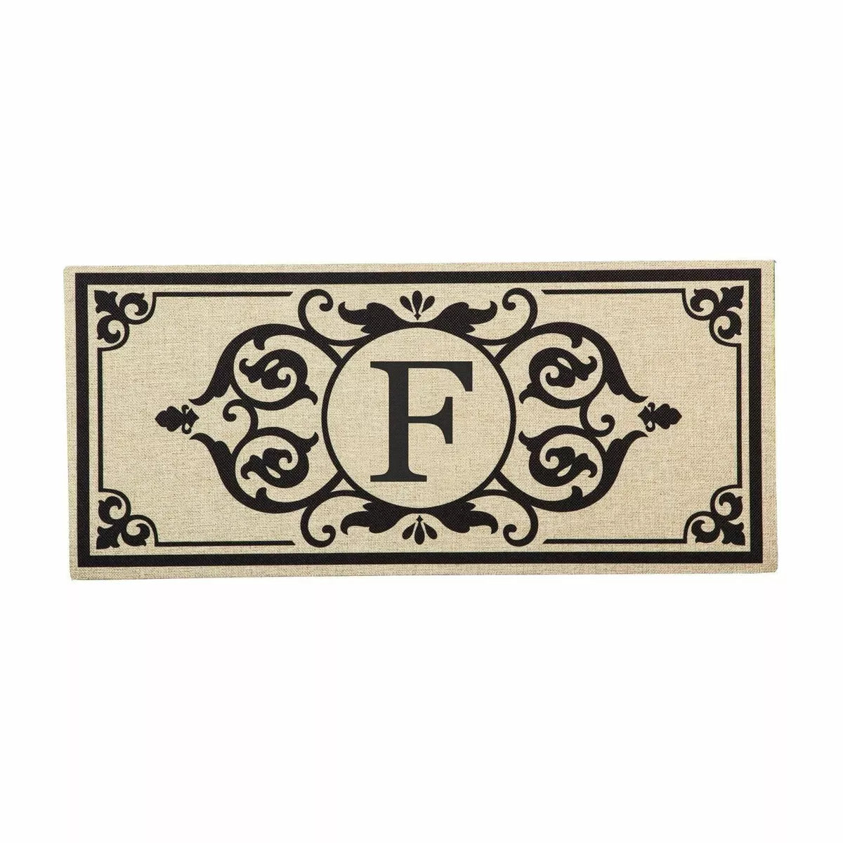 Cambridge Monogram Burlap Sassafras Switch Mat, Letters A-Z, 22" X 10"