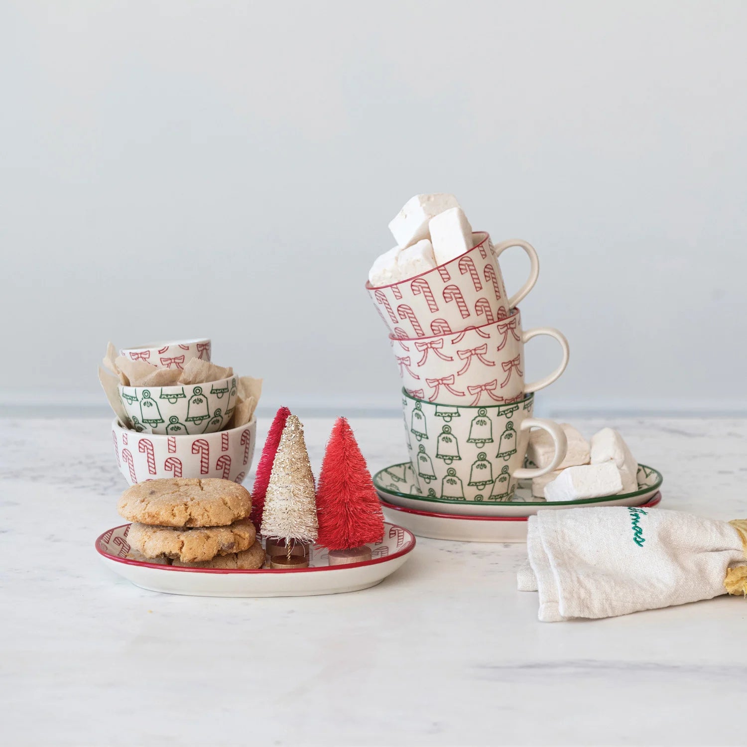 Hand-Stamped Stoneware Plate w/ Holiday Pattern, 3 Styles