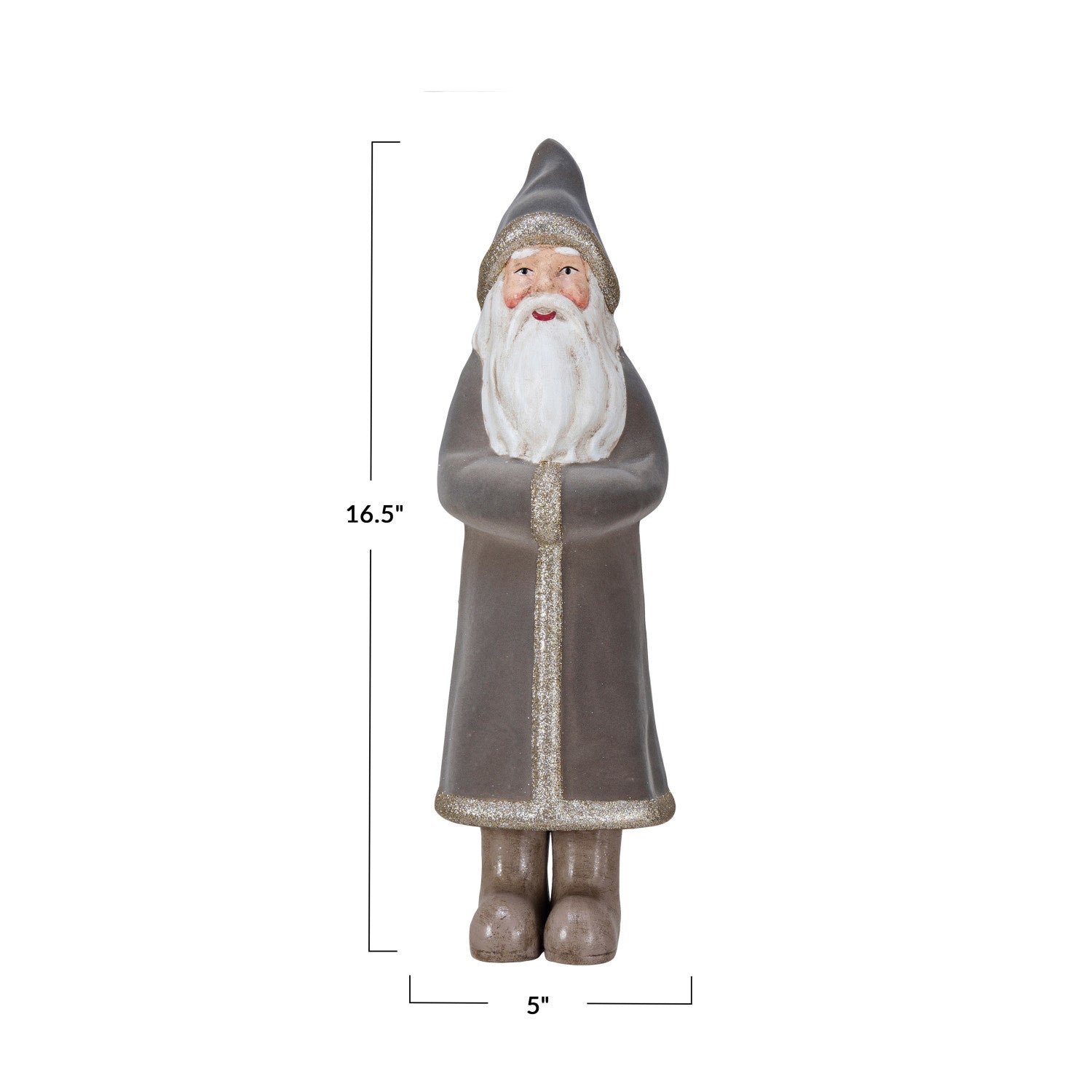 Flocked MDF Santa w/ Silver Glitter, Multi Color