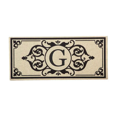 Cambridge Monogram Burlap Sassafras Switch Mat, Letters A-Z, 22" X 10"