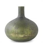 Antique Olive Green Matte Glass Bottle Vase