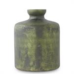 Antique Olive Green Matte Glass Bottle Vase