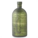 Antique Olive Green Matte Glass Bottle Vase