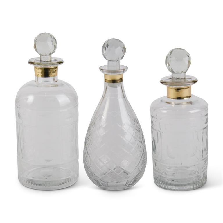 Glass Decanters w/Gold Trim