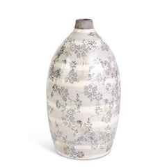Ceramic Cream Crackle with Gray Floral Vases