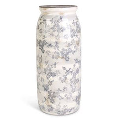 Ceramic Cream Crackle with Gray Floral Vases