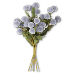 Pompom Pick w/Green Eva Leaves Bundle (6 Stems)
