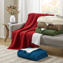 Sherpa Waffle Knit Chenille Throw
