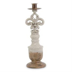 Polyresin Gray Wash Taper Candleholders