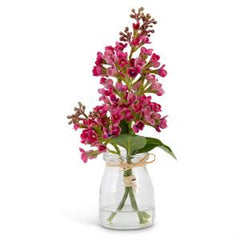 Premade Lilac and Ranunculus in Glass Vase with Faux Water