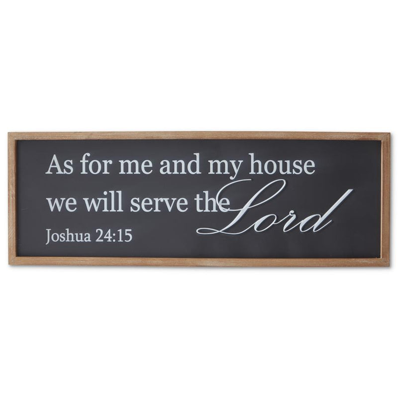 Wood Framed Black Metal SERVE THE LORD Sign