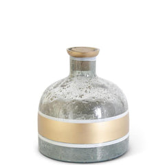 Aqua Crackled Glass Corked Bottles w/Gold Top & Center Stripe