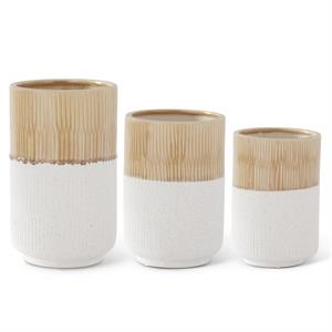 Beige Glazed & White Stoneware Pots