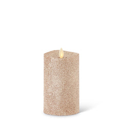 Champagne Glittered - Luminara LED Flickering Pillar Candles