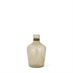 Transparent Green Bottle Vases with French Decals