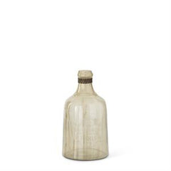 Transparent Green Bottle Vases with French Decals