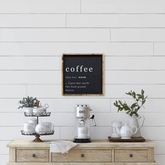 Coffee Noun Wood Sign: Black