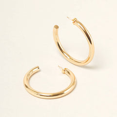 14K Gold Dipped Post Hoop Earrings