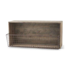 Wooden Wall Shelf w. Metal Bins