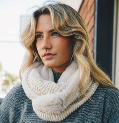 Faux Sherpa Lining Knit Infinity Scarf