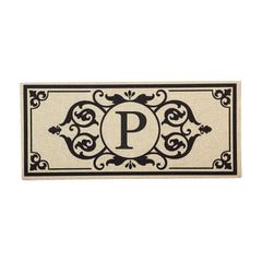 Cambridge Monogram Burlap Sassafras Switch Mat, Letters A-Z, 22" X 10"