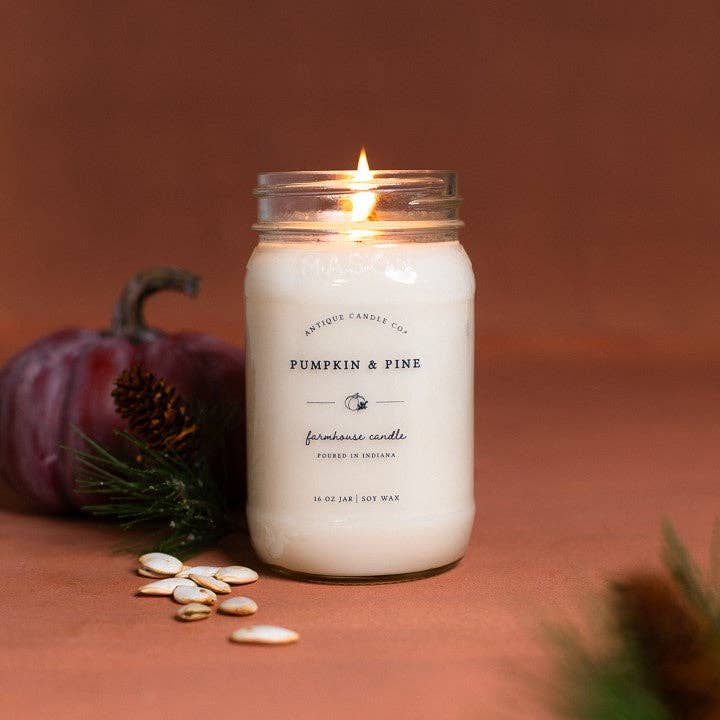 Pumpkin &amp; Pine - Soy Wax Mason Jar Candle