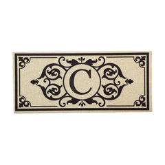 Cambridge Monogram Burlap Sassafras Switch Mat, Letters A-Z, 22" X 10"