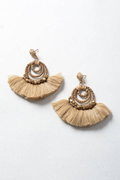 Natural Fan Bead & Coil Dangle Drop Earrings