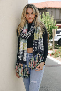 Colorblock Contrast Knit Oversized Scarf
