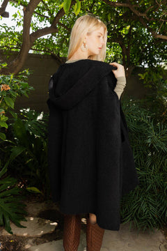 Cozy Plush Solid Color Hooded Ruana