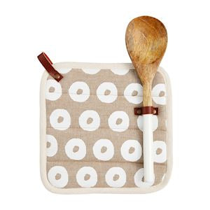 Chambray Dot Pot Holder & Spoon Set