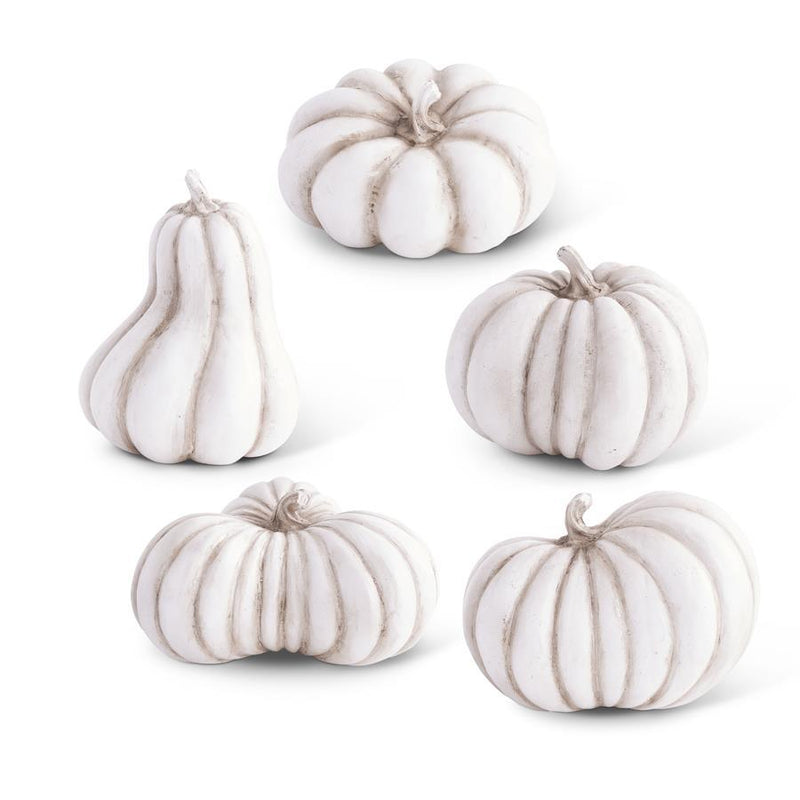 Whitewashed Resin Pumpkin