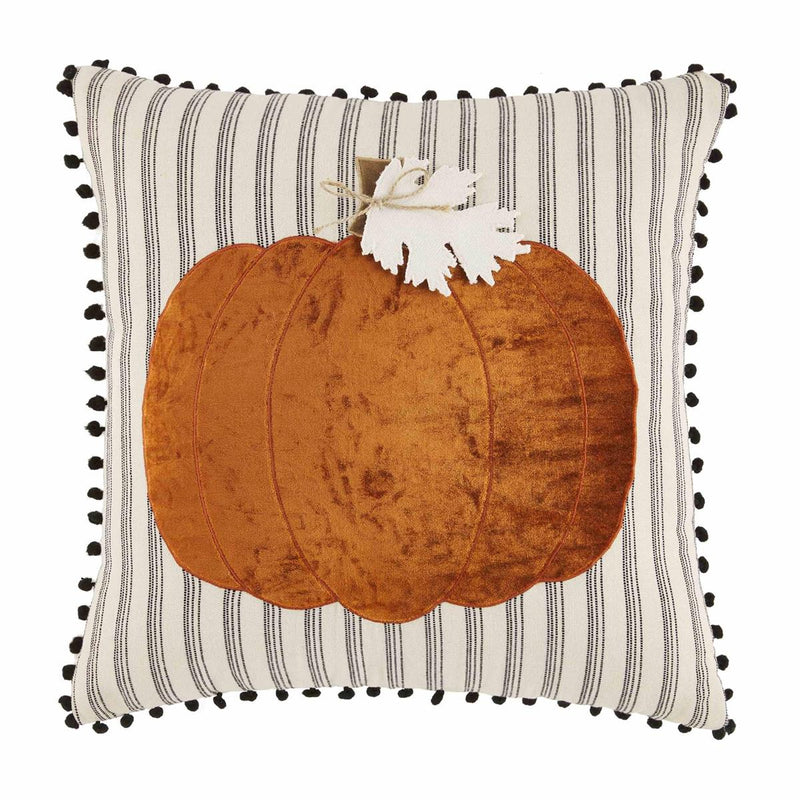 Striped Pumpkin Velvet Pillow