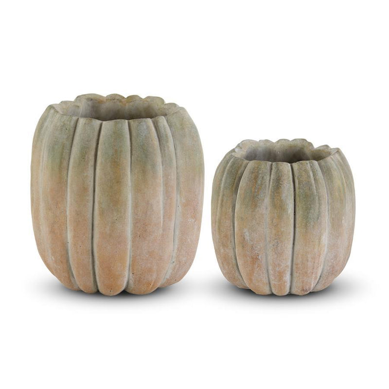 Whitewashed Tall Orange & Green Pumpkin