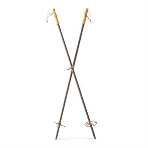 Brown & Natural Wood Pair of Ski Poles - Decorative